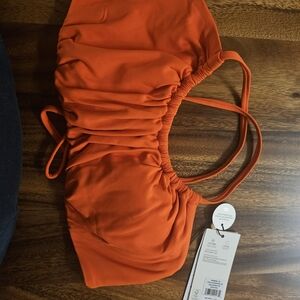 Orange Ruched Bikini Top